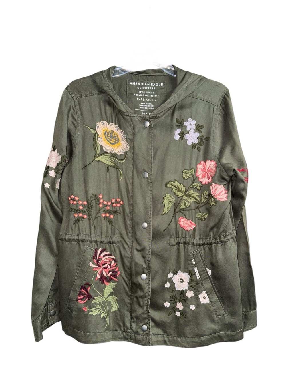 American Eagle Army Green Hooded Utility Jacket, Size X-Small - Picture 3 of 15